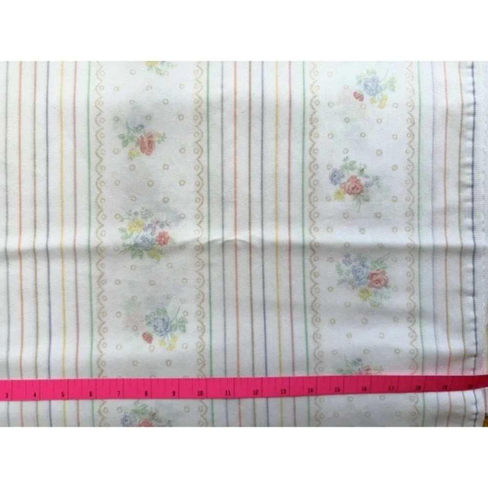 Vintage Full Size Flat sheet with pastel stripe and floral